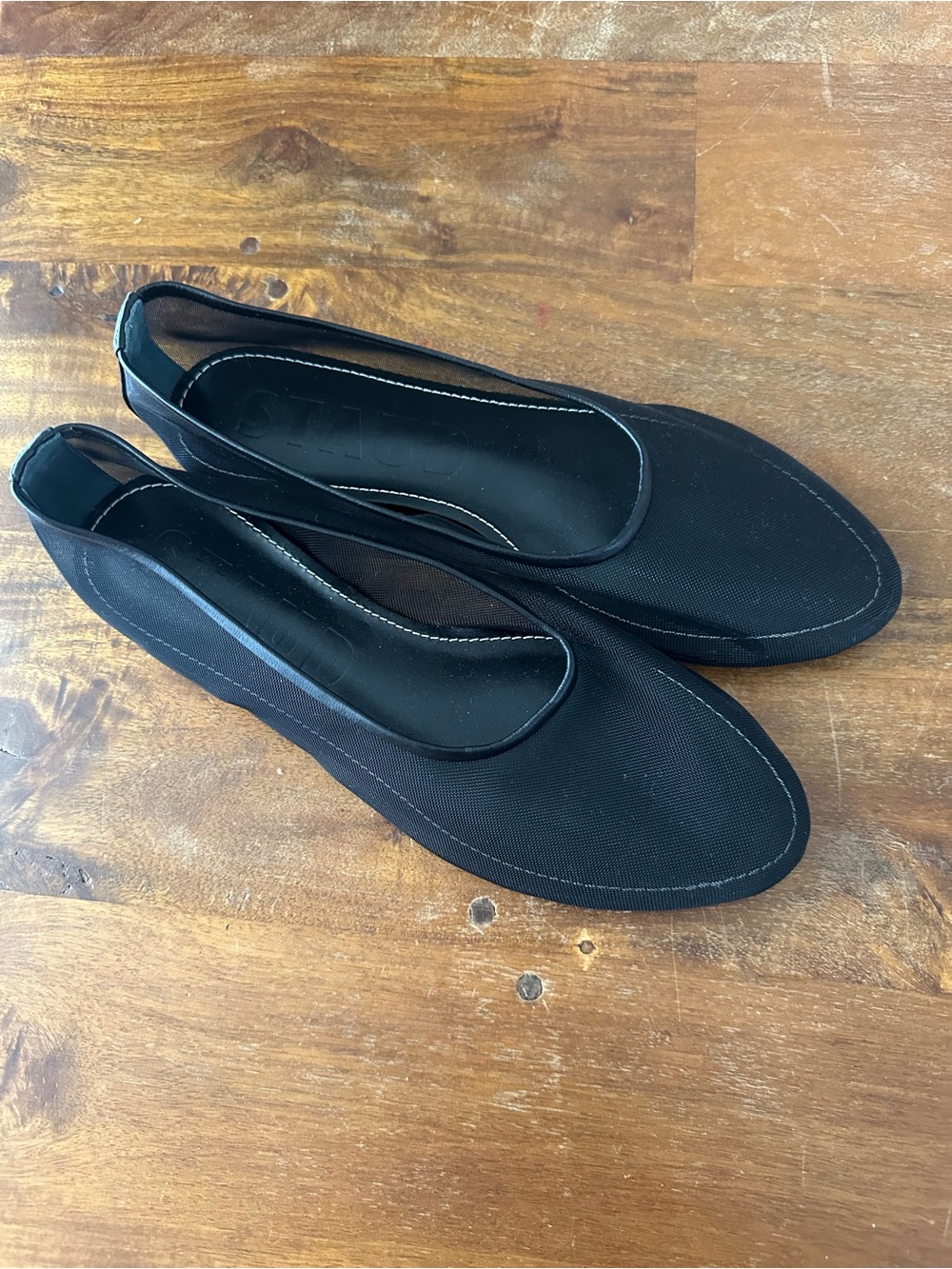 Staud Black Mesh Sheer See through Women's Slip-On Flats size 39